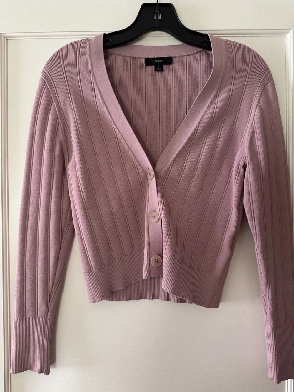 NWOT J. Crew Supersculpt V-neck Cardigan Sweater Set in Dusty Pink - Size Small